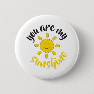 Yellow Hand Drawn Sun Hello Sunshine Image 6 Cm Round Badge