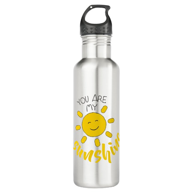 Yellow Hand Drawn Sun Hello Sunshine Image Sun Art 710 Ml Water Bottle (Front)