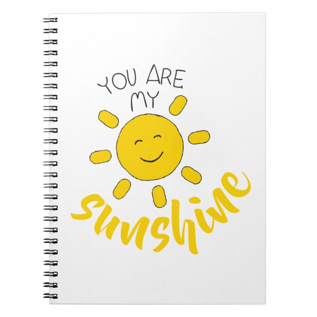 Yellow Hand Drawn Sun Hello Sunshine Image Sun Art Notebook (Front)