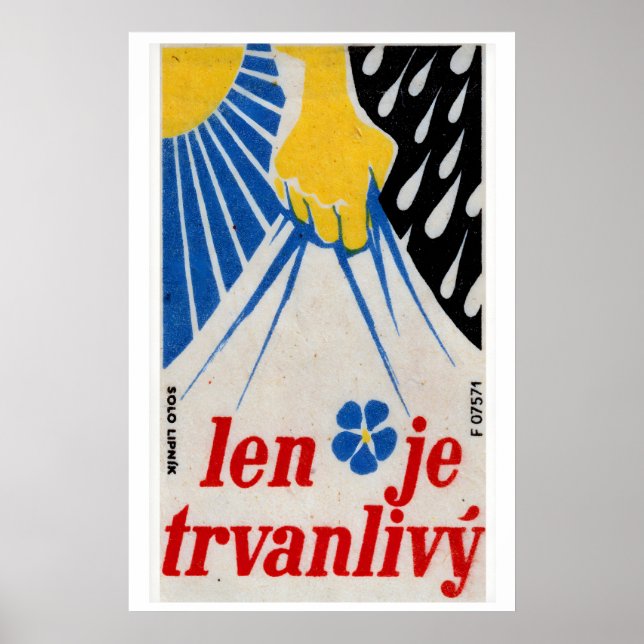 Yellow Hand Holding Blue Lightning Czechoslovakia Poster (Front)