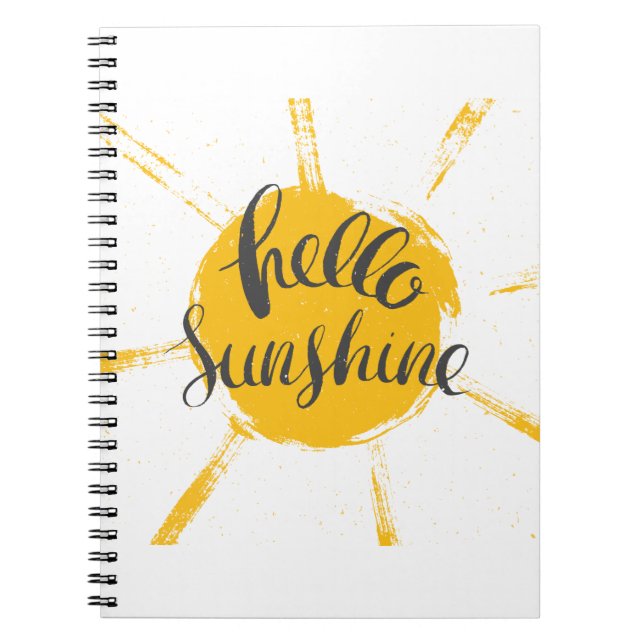 Yellow HandDrawn Sun Hello Sunshine Image Text Art Notebook (Front)