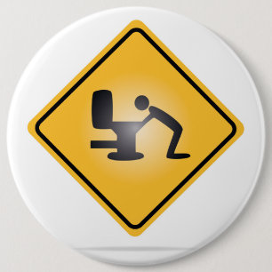 Yellow hangover warning sign button