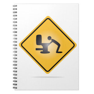 Yellow hangover warning sign notebook