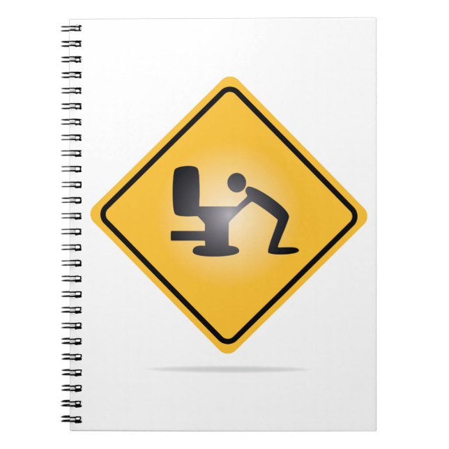 Yellow hangover warning sign notebook (Front)