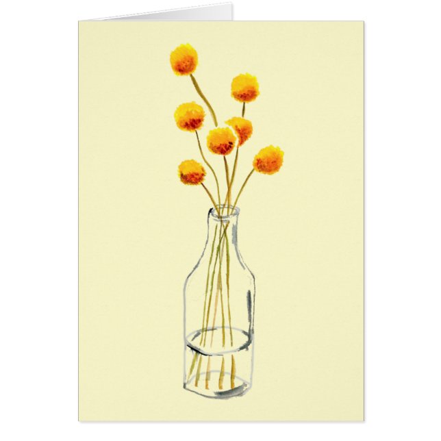 Yellow happy Billy Button flowers Australian art (Front)