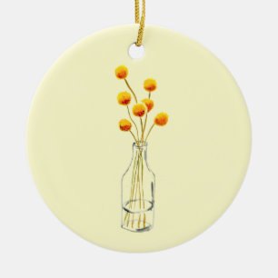 Yellow happy Billy Button flowers Australian art Ceramic Ornament