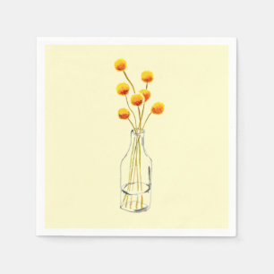 Yellow happy Billy Button flowers Australian art Napkin