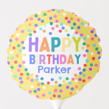 Yellow Happy Birthday Rainbow Confetti Balloon