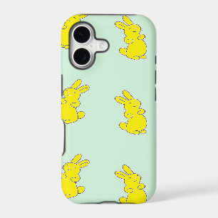 Yellow happy bunnies on teal