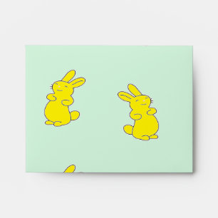 Yellow happy bunnies on teal envelope