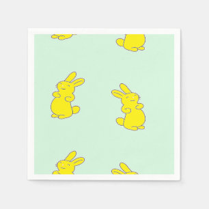 Yellow happy bunnies on teal napkin