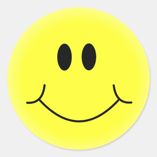 Yellow Happy Face Custom Classic Round Sticker (Front)