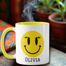 Yellow Happy Girly Face, Fun Personalised