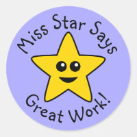 Yellow Happy Star Great Work Stickers