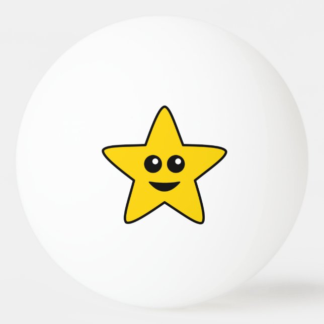 Yellow Happy Star Ping Pong Ball (Front)