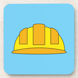 Yellow Hard Hat Cartoon Coaster