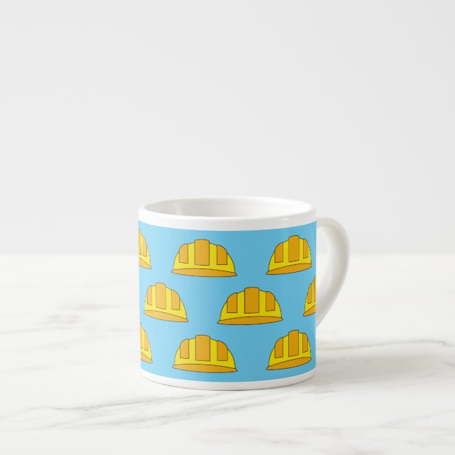 Yellow Hard Hat Cartoon Espresso Cup (Front Right)
