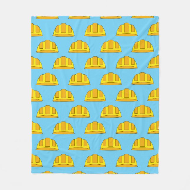 Yellow Hard Hat Cartoon Fleece Blanket (Front)