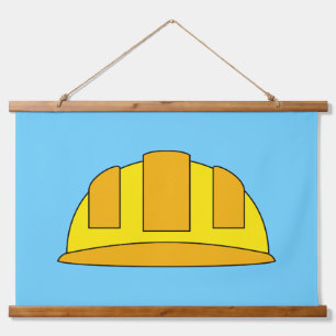 Yellow Hard Hat Cartoon Hanging Tapestry