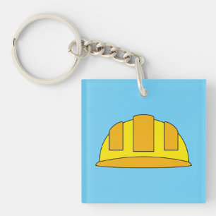 Yellow Hard Hat Cartoon Key Ring