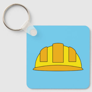 Yellow Hard Hat Cartoon Key Ring