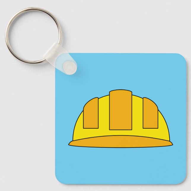 Yellow Hard Hat Cartoon Key Ring (Front)