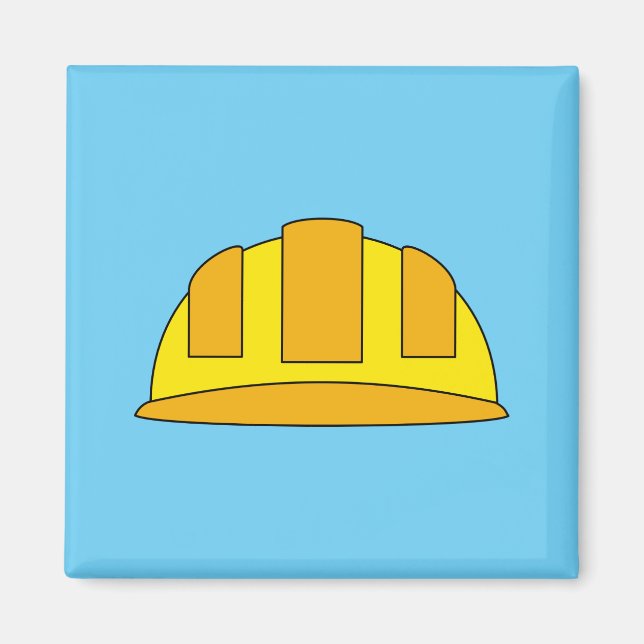 Yellow Hard Hat Cartoon Magnet (Front)
