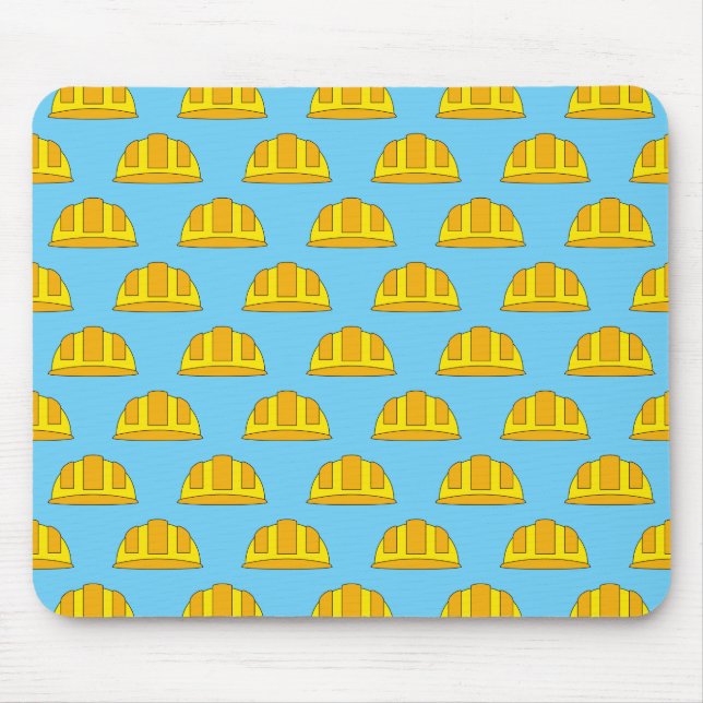 Yellow Hard Hat Cartoon Mouse Pad (Front)