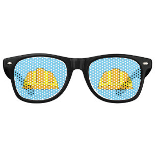 Yellow Hard Hat Cartoon Retro Sunglasses