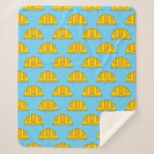 Yellow Hard Hat Cartoon Sherpa Blanket