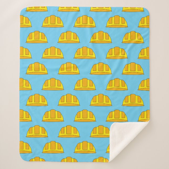 Yellow Hard Hat Cartoon Sherpa Blanket (Front)