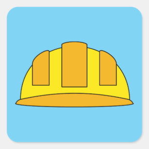 Yellow Hard Hat Cartoon Square Sticker