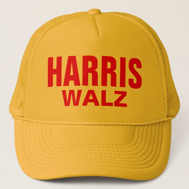 Yellow Harris Walz Trucker Hat (Front)