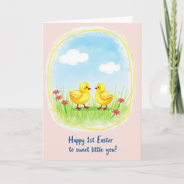 Yellow Hatchlings Easter Card (Front)