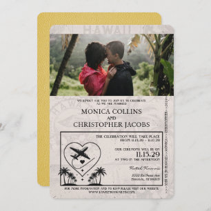 Yellow Hawaii Passport Wedding Invitation