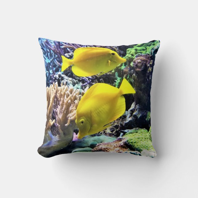 Yellow Hawaiian Tang Fish Cushion (Front)