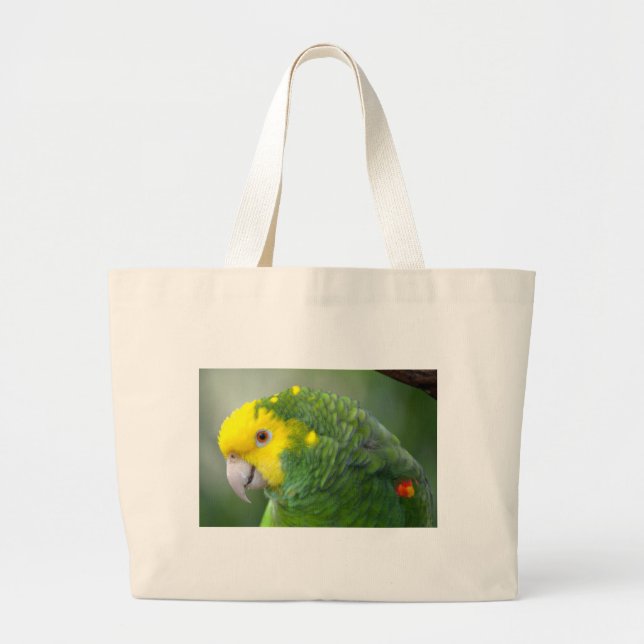 Yellow Headed Amazon Large Tote Bag (Front)