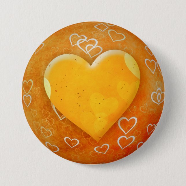 Yellow Heart 7.5 Cm Round Badge (Front)