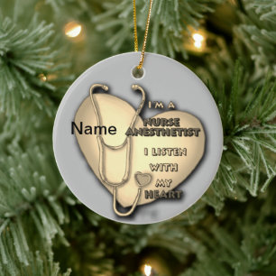 Yellow heart Anaesthetist Nurse ornament