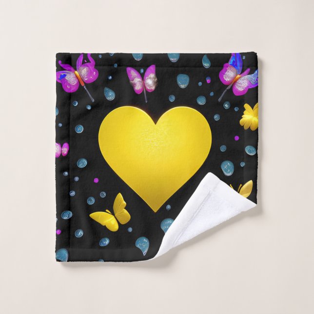 Yellow Heart Art Wash Cloth (Wash Cloth)