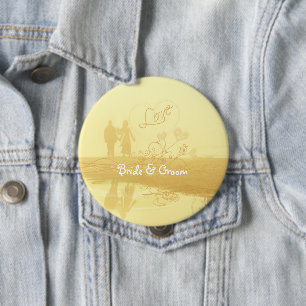 Yellow Heart Beach Wedding 10 Cm Round Badge