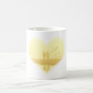 Yellow Heart Beach Wedding Coffee Mug