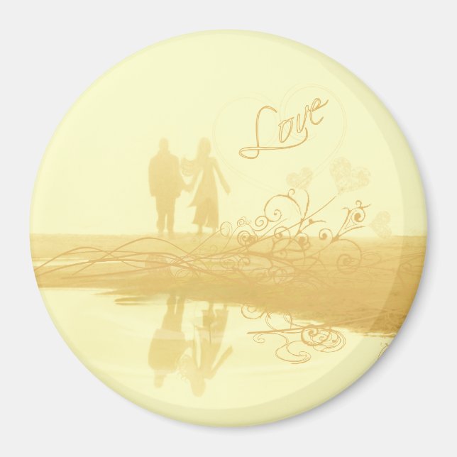 Yellow Heart Beach Wedding Magnet (Front)