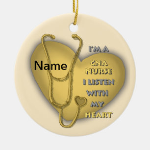 Yellow Heart CNA Nurse Ceramic Ornament