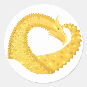 Yellow heart dragon on white classic round sticker