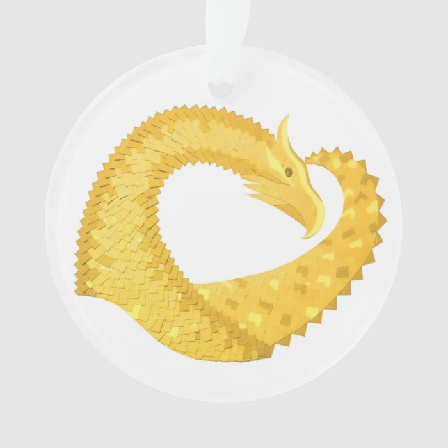 Yellow heart dragon on white ornament (Front)