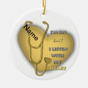 Yellow Heart EMT Ceramic Ornament
