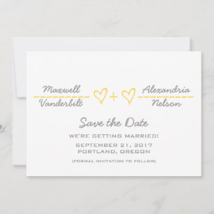 Yellow Heart Equation Save the Date Invite