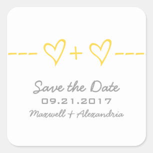Yellow Heart Equation Save the Date Stickers