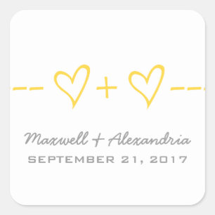 Yellow Heart Equation Wedding Stickers